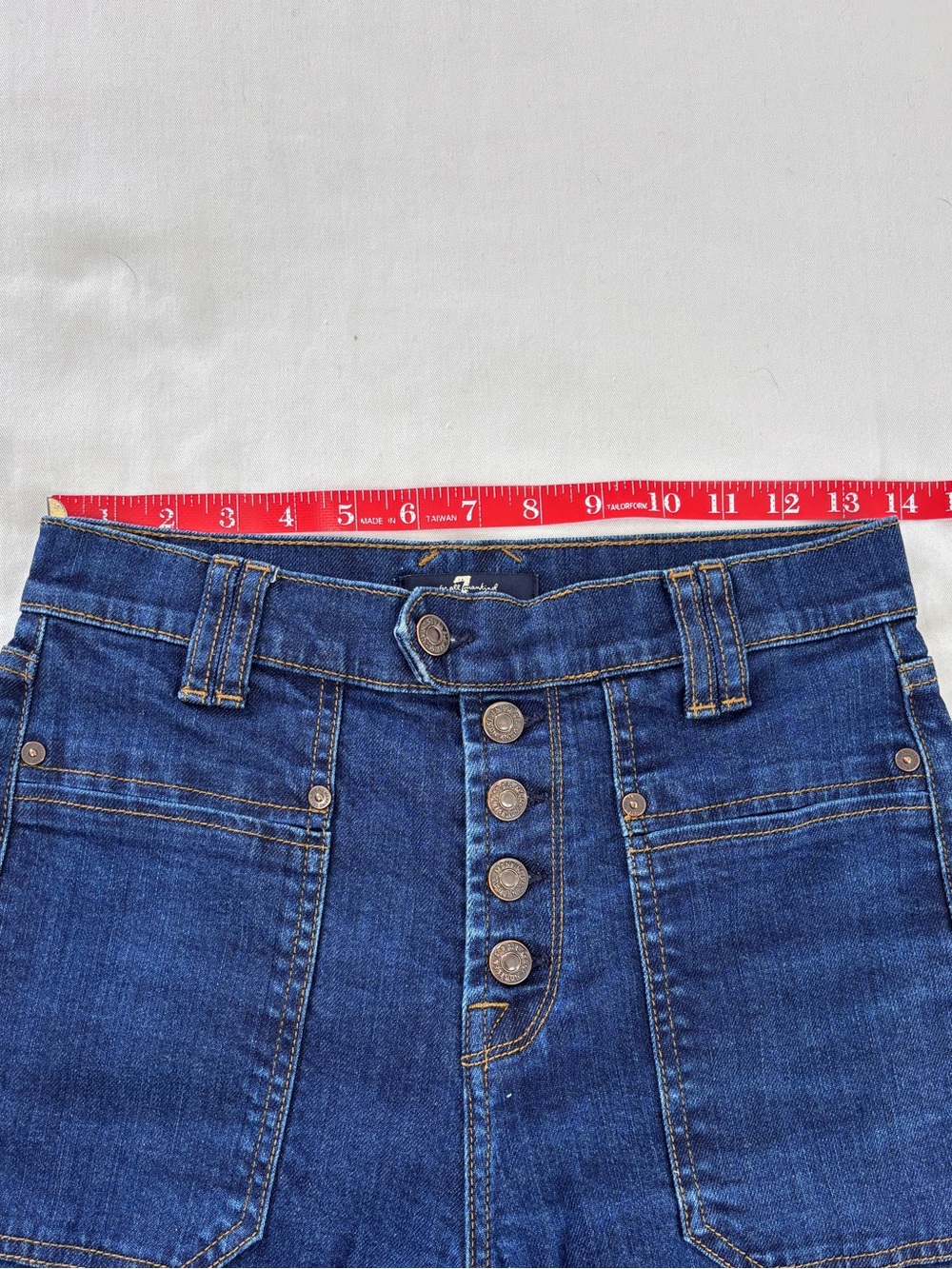 7 For All Mankind High Rise Wide Leg Denim Jeans Dark Wash Women's 27 (28x28) - Picture 9 of 14
